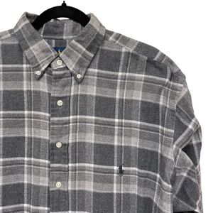 Ralph Lauren Gray Plaid Flannel Men's Shirt - LT